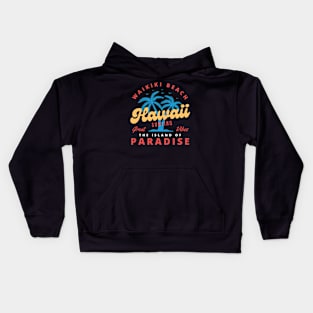 Waikiki Beach Surfing Surfer Hawaii Kids Hoodie